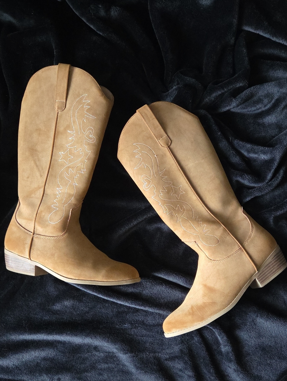 Children's Tan Faux Suede Western Boots
